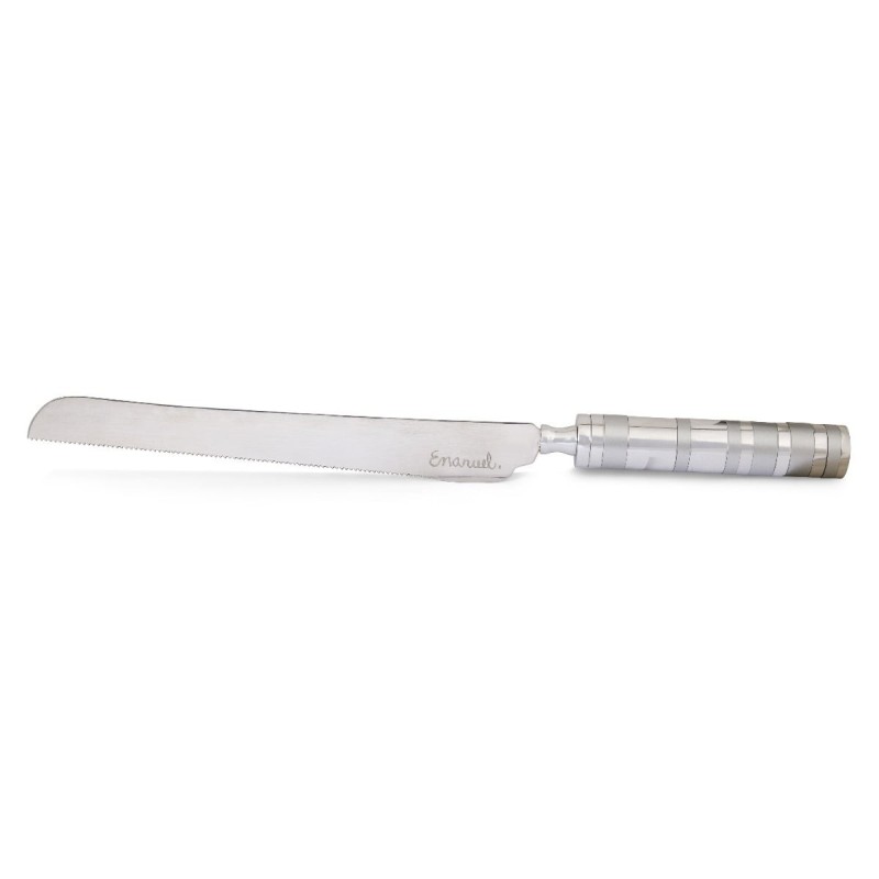 Yair Emanuel Colorful Rings Challah Knife With Mini Salt Shaker (Choic